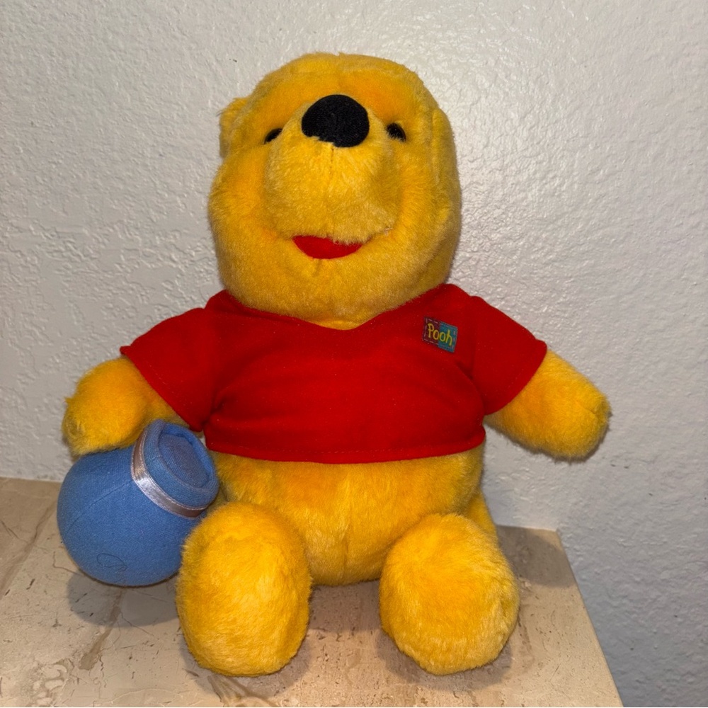 Vintage Disney's Winnie The Pooh 1994 Teddy Bear Plush With Honey Pot Mattel - Picture 2 of 9